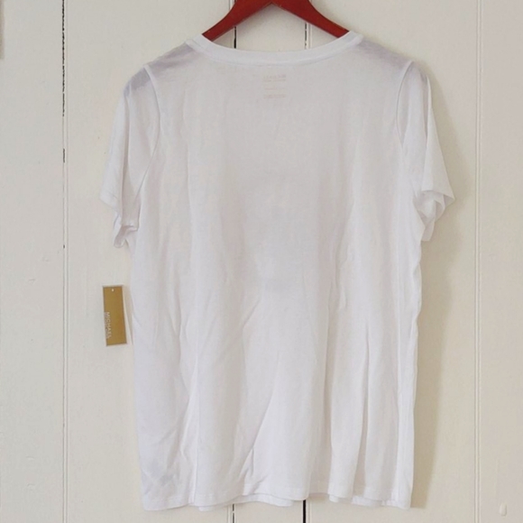NWT! Michael Kors Womens MK Logo Gold White TShirt - Picture 3 of 7